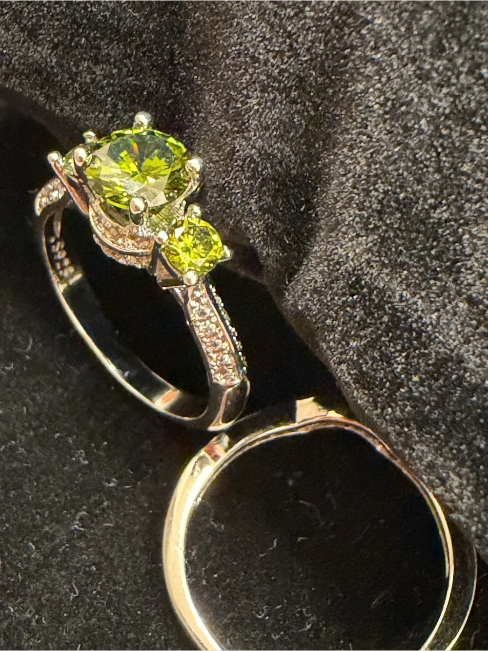 Sterling Silver Peridot Three-Stone Ring